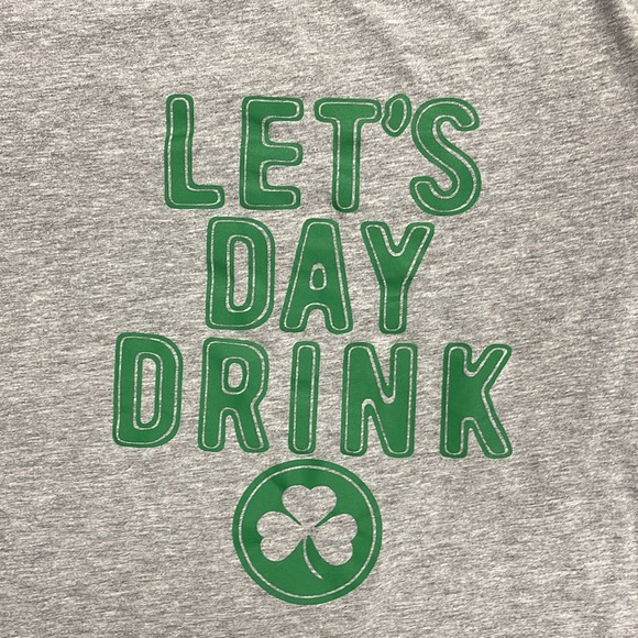 LET’S DAY DRINK Green Gray Shamrock T-Shirt - Picture 2 of 5